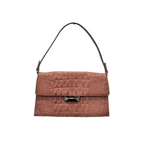 Miu Miu Crocodile Embossed Small Shoulder Bag in Dusty‎ Rose